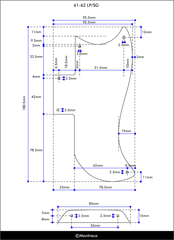 Gibson SG Guitar Body Dimensions